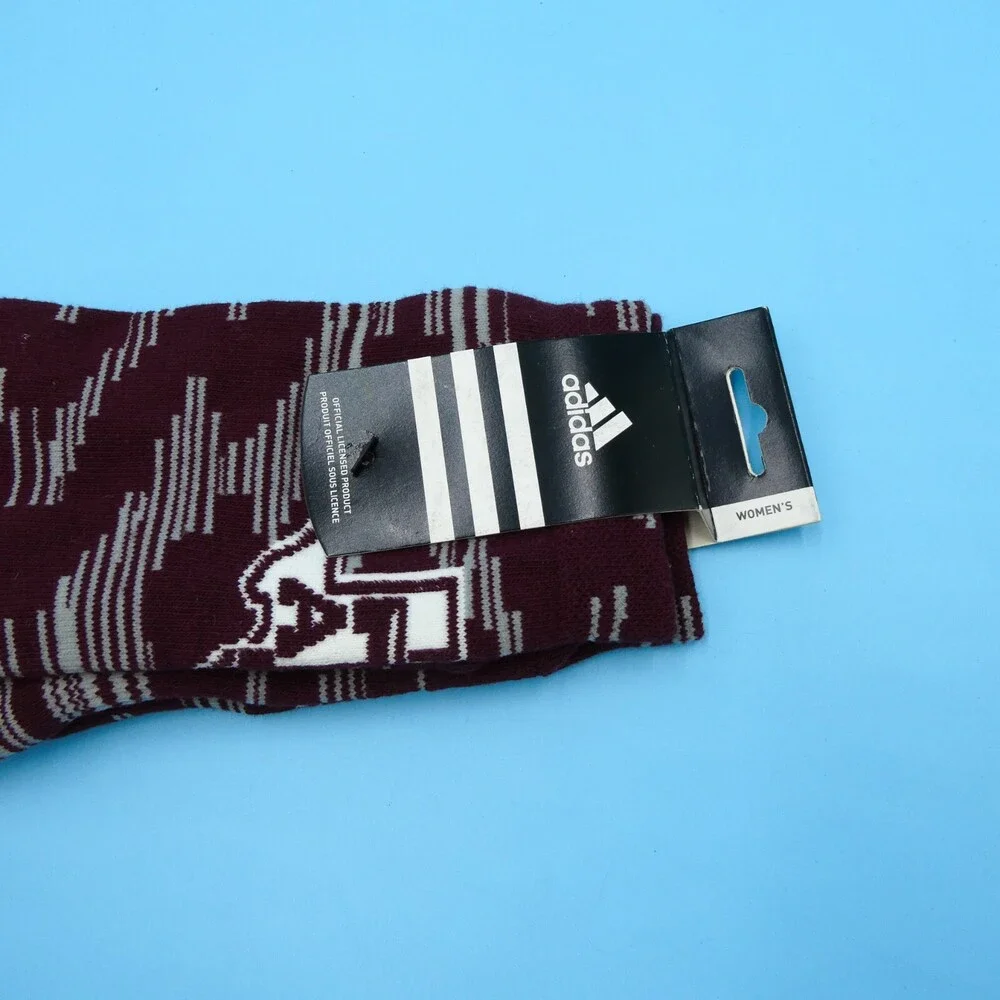Texas A&M Aggies‎ Crew Socks Womens One Size Adidas NCAA Red Gray New Mid Y2K